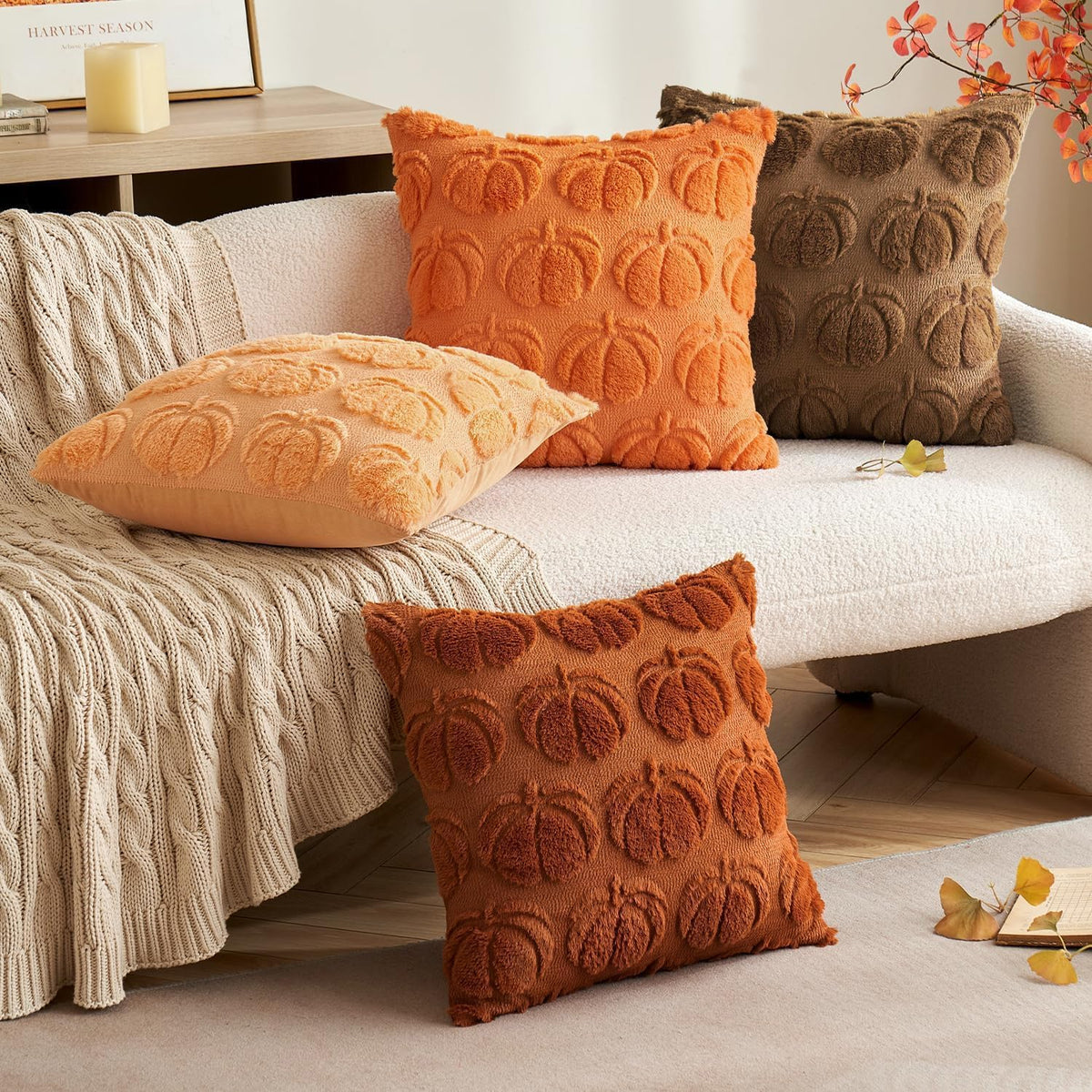 MIULEE Fall Pillow Covers Pumpkin Fall Decor 18x18 Brown