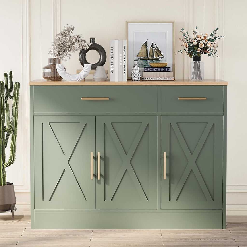 Shintenchi 42" Buffet Cabinet with Storage, Kitchen Barn Door Cabinet