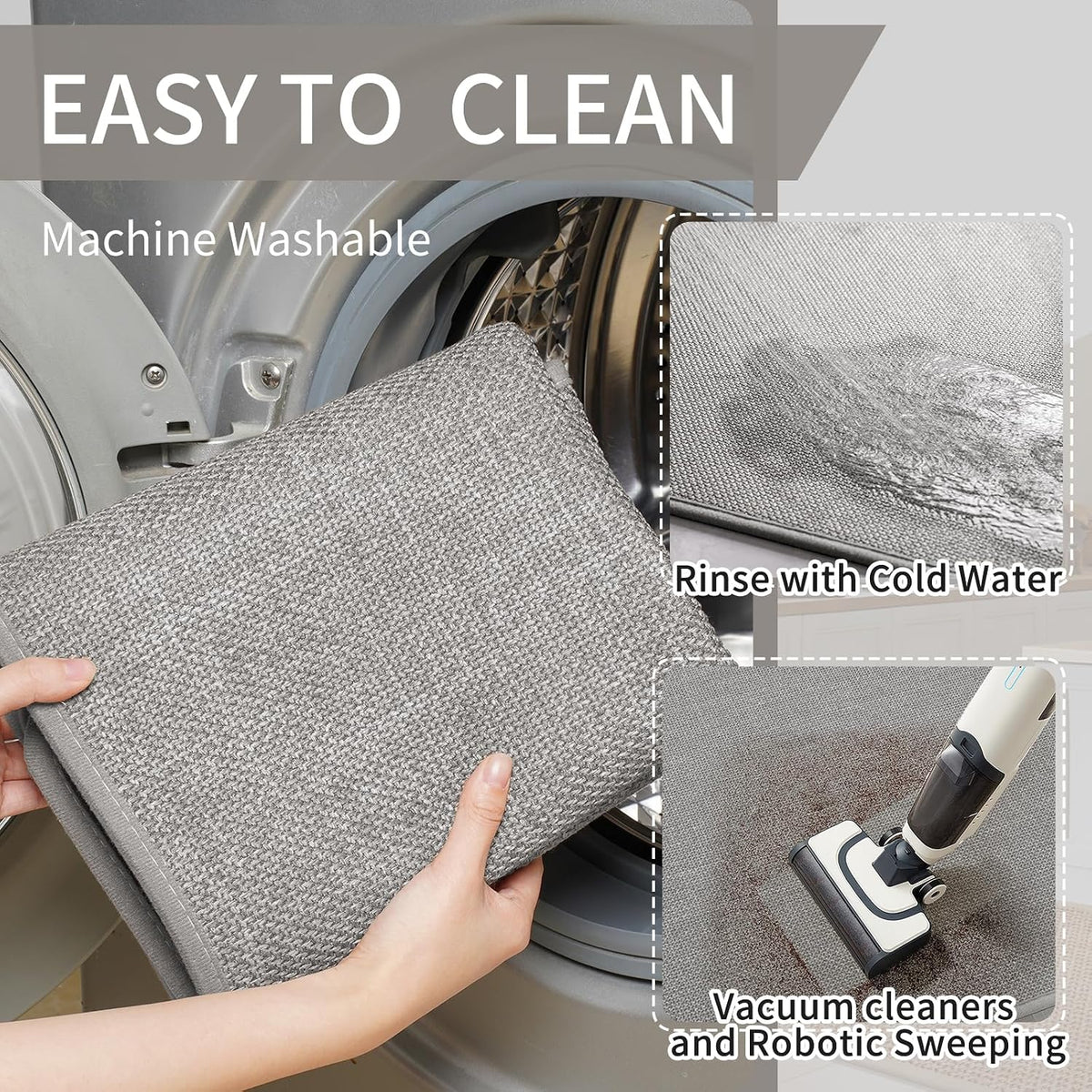 YDKGL Kitchen Rugs Kitchen Mats for Floor Non Slip Washable Gray 17"x30"