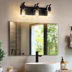 3-Light 19 Inch Bathroom Vanity Light,Clear Glass,Black