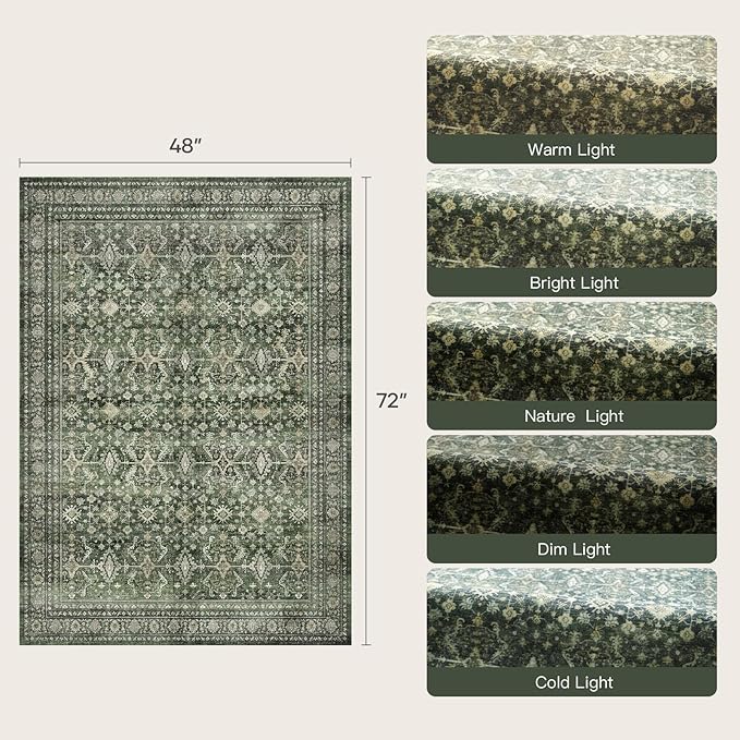 Lofus 3x5 Area Rug for Entryway, Washablee Soft Rugs for Bedroom, Living Room - Image 2