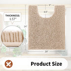 Yimobra Toilet Rugs U Shaped Washable - 24"x20" Non Slip Plush Contour Bath Rugs for Toilet - Super Soft Absorbent Quick Dry Toilet Mats for Bathroom,Beige