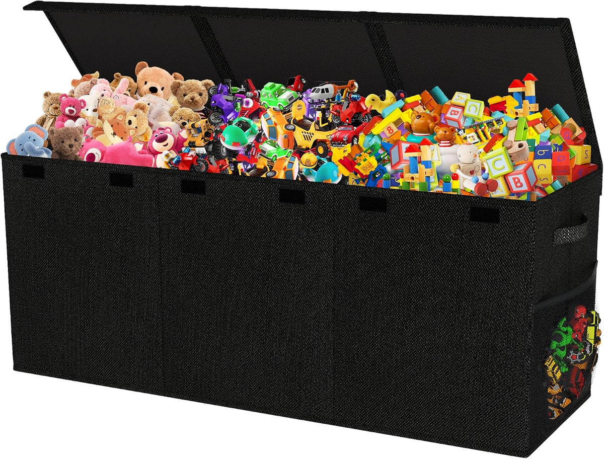 Extra Large Toy Box, Collapsible Toy Storage Organizer, 40"x16"x16", Black