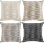 Fancy Homi Set of 4 Grey and White Boho Decorative Throw Pillow Covers 28x28 - Image 9