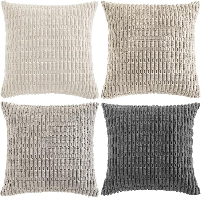 Fancy Homi Set of 4 Grey and White Boho Decorative Throw Pillow Covers 28x28 - Image 9