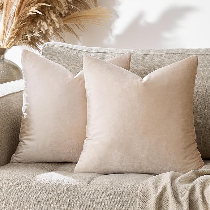 GIGIZAZA 22x22 Beige Pillow Covers: Pack of 2 Champagne Vintage Throw Pillows - Image 8