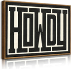 QIYFFBN Framed Funky Western Wall Decor Black and White Howdy Wall Art Big Texas Modern Canvas Picture Southwestern Country Ranch Sign Print Trendy Cowgirl Cowboy Farmhouse Art(12x16in Framed)