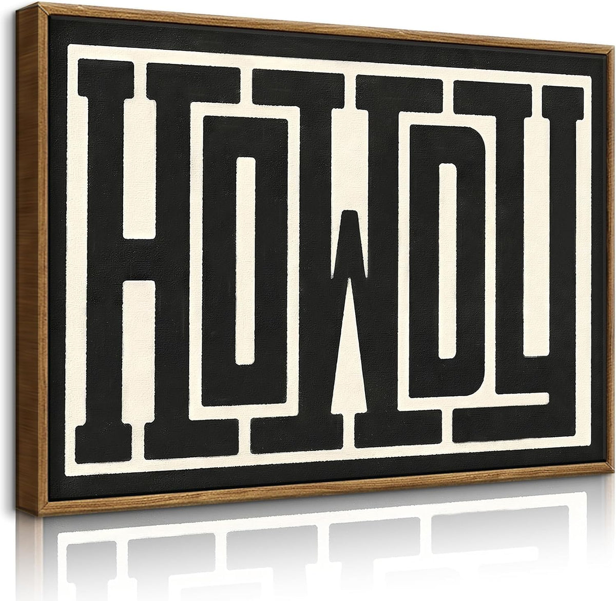 QIYFFBN Framed Funky Western Wall Decor Black and White Howdy Wall Art Big Texas Modern Canvas Picture Southwestern Country Ranch Sign Print Trendy Cowgirl Cowboy Farmhouse Art(12x16in Framed)