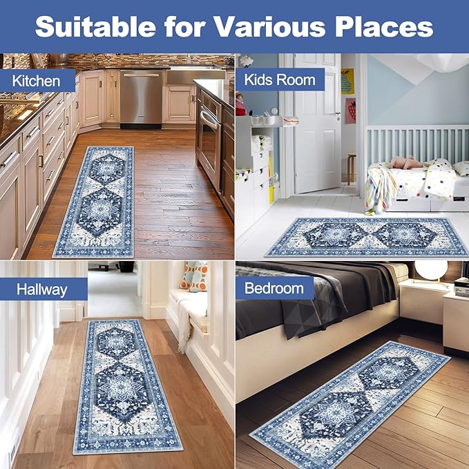 Yamaziot Washable Runner Rug, 2x5 Non-Slip Boho Vintage Hallway Rug Runner - Image 6