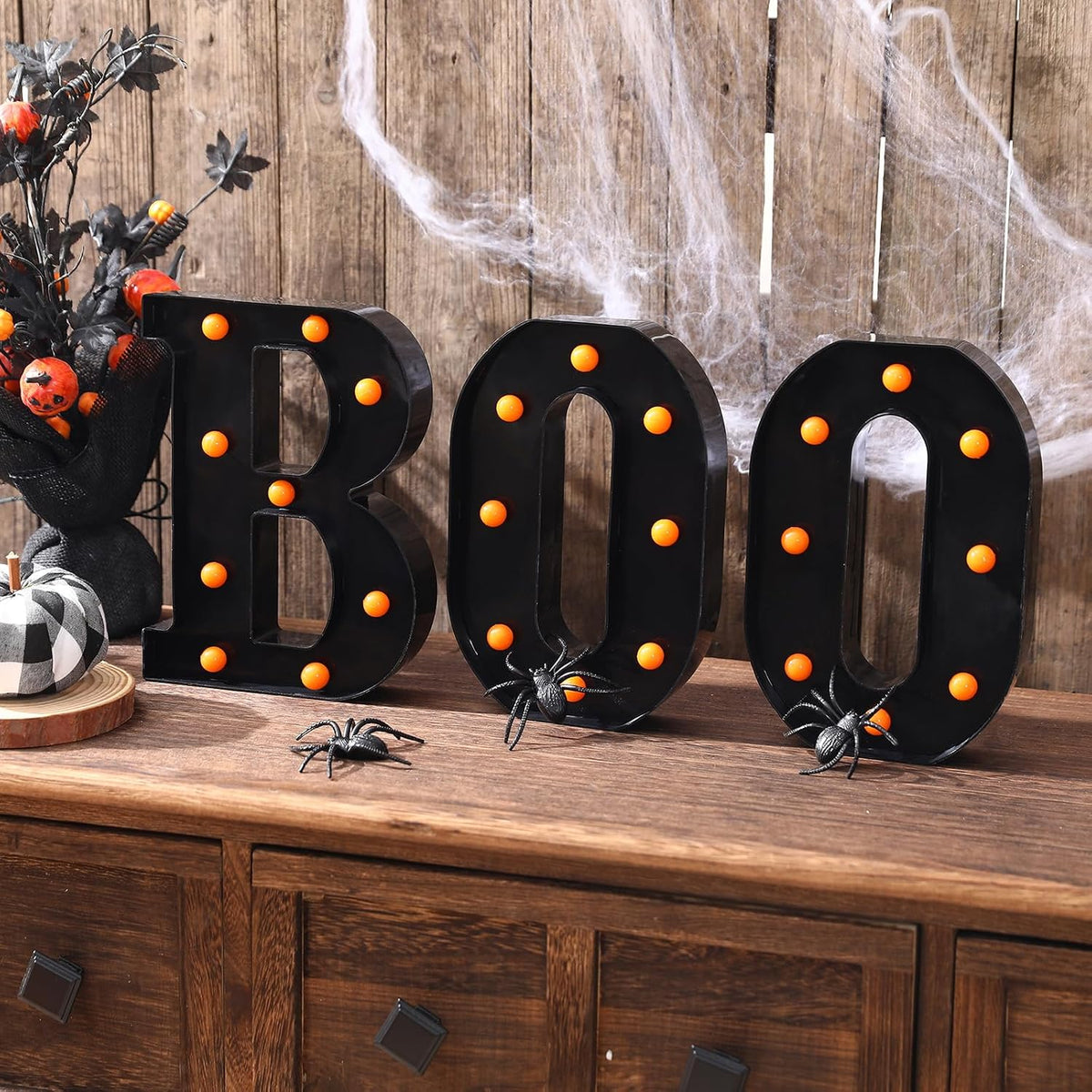 Halloween Decorations-3 Marquee Light up Letters "BOO" Decorative Sign