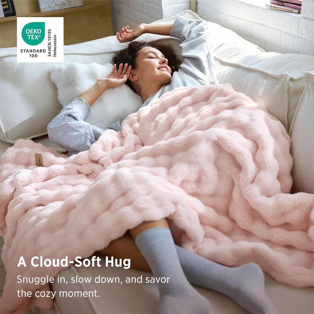 Bedsure Cloud Bubble Throw Blanket, Christmas Decor Gifts, Pink 50"×60"