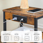 HOOBRO End Table with Charging Station and USB Port, Small Side Table for Small Space, 3-Tier Nightstand with Adjustable Shelf, for Living Room, Bedroom, Rustic Brown BF112BZ01