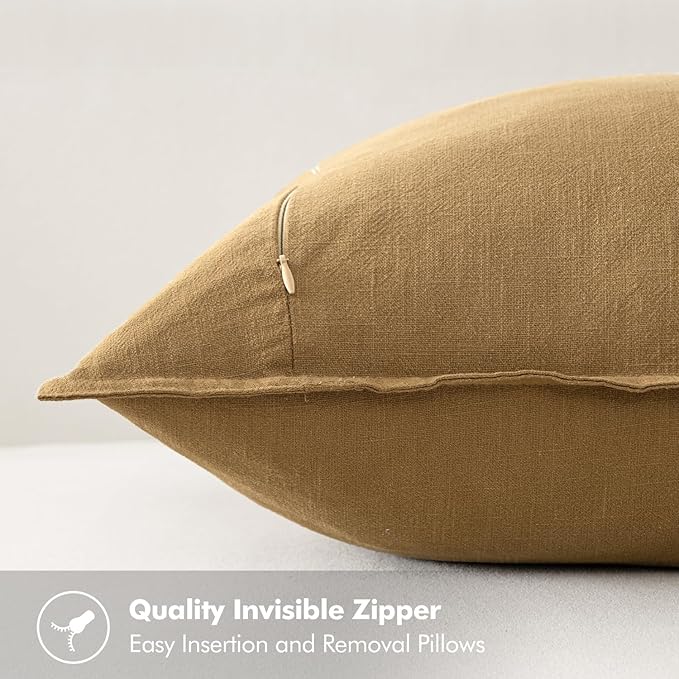 MIULEE Decorative Linen Pillow Covers 20x20 Inch Mustard Yellow ​Boho - Image 3