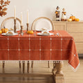Softalker Fall Linen Rectangle Tablecloth with Tassel, 55 x 120 Inch