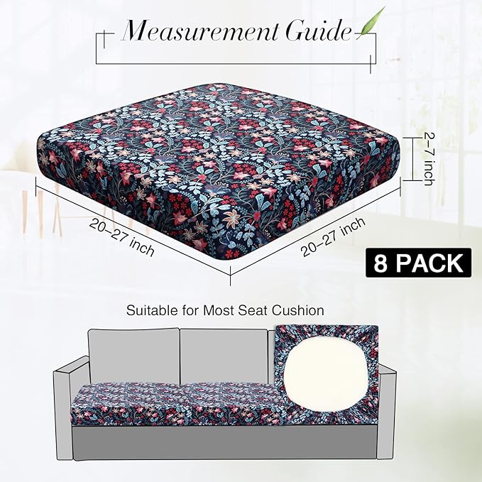Newwiee 8Pcs Patio Cushion Covers Stretch Outdoor Cushion Cover Replacement - Image 2