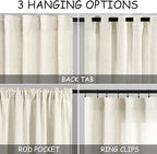 Nanspring Warm Beige Linen Curtains 72 Inch Length - Image 2