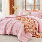 MUXHOMO Queen Comforter Set, 3-Piece All-Season Bedding, Pink