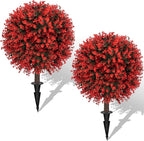 AOKIIE 24" Artificial Boxwood Topiary Bushes UV Resistant for Outdoor 2PCS