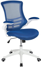 Flash Furniture Kelista Office Chair, Ergonomic, Mid-Back, White Frame, Blue Mesh with Swivel