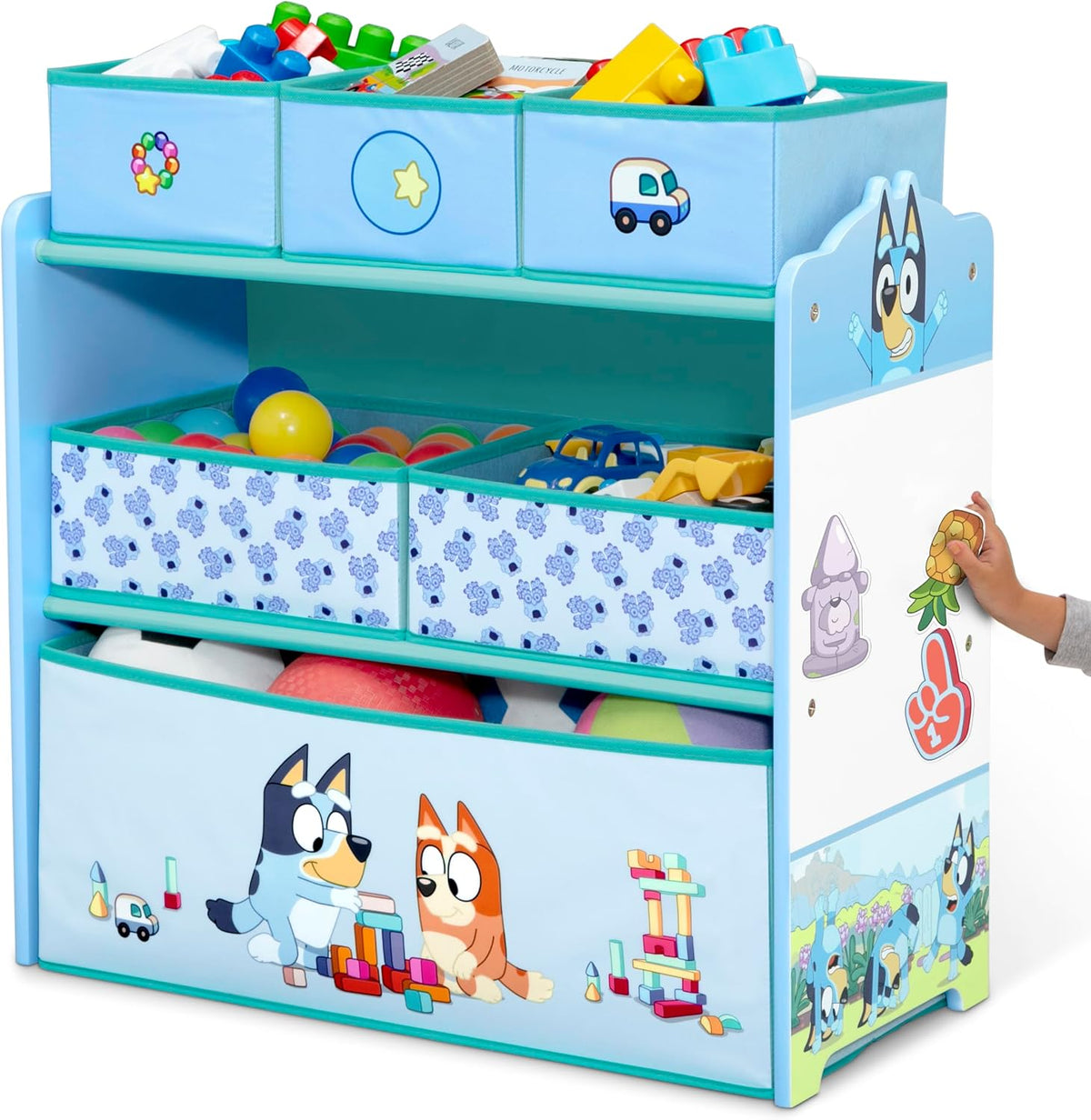 Delta Children - Bluey Design & Store 6 Bin Toy Storage Organizer - Greenguard Gold Certified, Blue