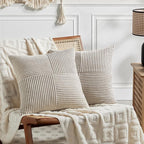Fancy Homi 2 Packs Neutral Taupe Big Decorative Throw Pillow Covers 24x24 Inch by Fancy+Homi
