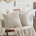 Fancy Homi 2 Packs Neutral Taupe Decorative Throw Pillow Covers 16x16 Inch by Fancy+Homi