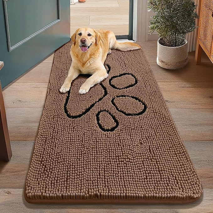 Smiry Dog Door Mat for Muddy Paws, Absorbent Dirt Trapper Non Slip Quick Dry by Smiry