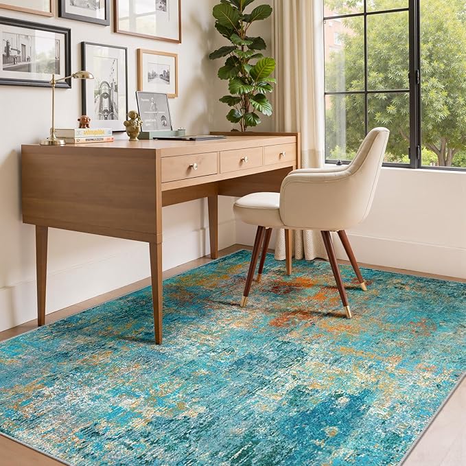 Washable Area Rugs 6'x9' Non-Slip Modern Abstract Soft - Image 4