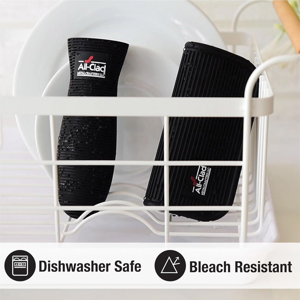 All-Clad Professional Silicone Grip Set, 500°F Heat Resistance, Black/Grey, 2pc