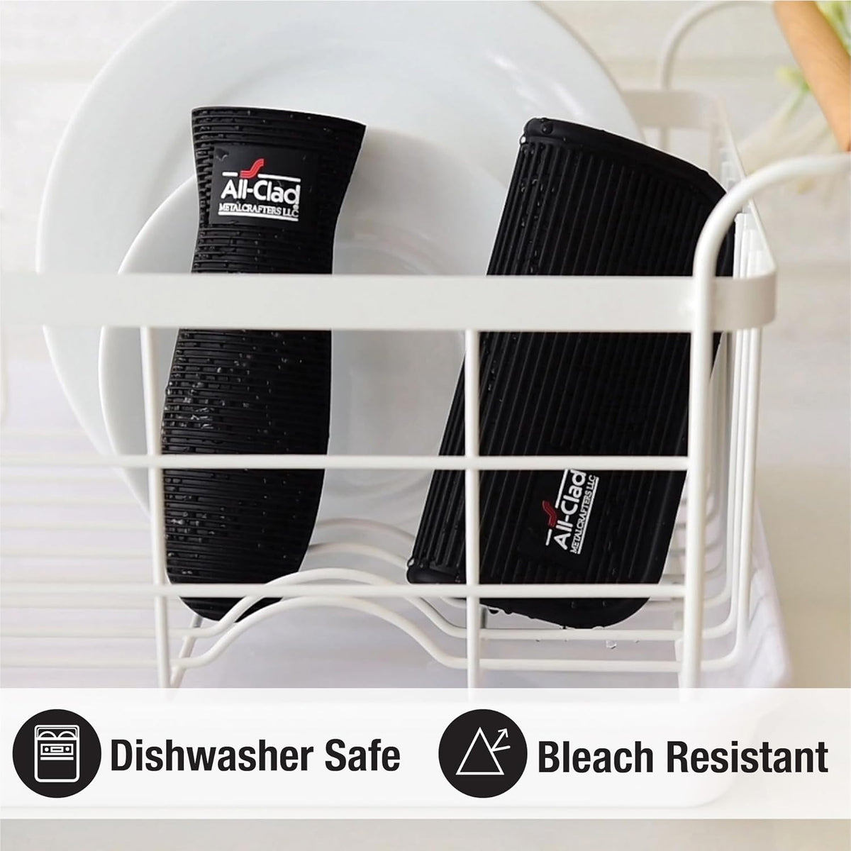 All-Clad Professional Silicone Grip Set, 500°F Heat Resistance, Black/Grey, 2pc