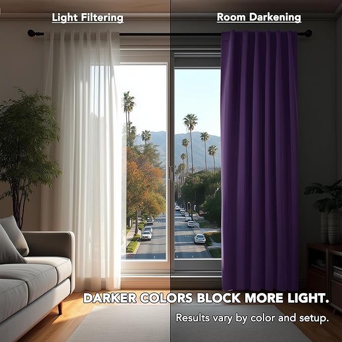 Deconovo Room Darkening Curtains Back Tab and Rod Pocket Curtains Thermal - Image 3