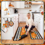 Fourluoo 10 Pcs Fall Kitchen Decor Hello Pumpkin Kitchen Accessories Set
