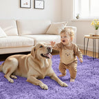 8x10 Area Rugs for Living Room Rug: Soft Fluffy Shag Purple Rugs for Bedroom - Image 4