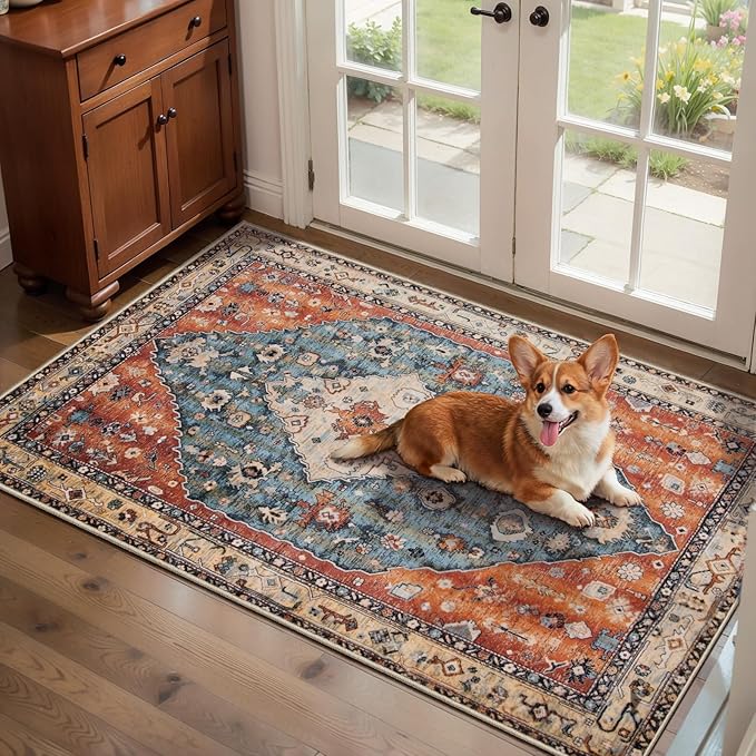 SERISSA 2x4 Boho Rugs for Entryway, Washable Non-Slip Kitchen Runner Rug by SERISSAHomeDecorCollection