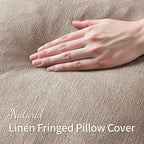 MIULEE Decorative Throw Pillow Covers Neutral Linen Fringe Throw Pillows Set of - Image 3