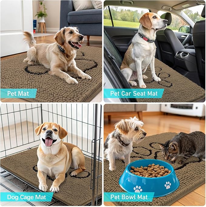 OLANLY Dog Door Mat for Muddy Paws 36x24, Paw Print Design, Absorbs Moisture - Image 7