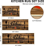 Non Slip Kitchen Mats for Floor Washable Kitchen Rugs Sets of 3, Brown