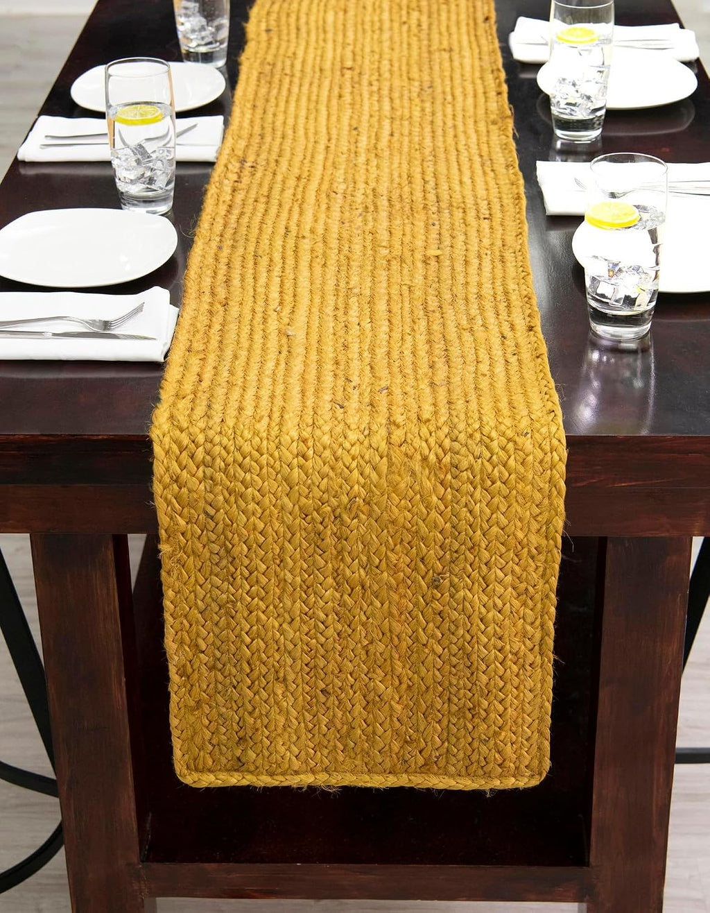 Unique Loom Braided Jute Collection Area Rug - Dhaka (1' 2" x 6' 1" Table Runner Yellow)