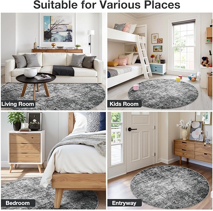 Round Rug 5ft Circle Rug Washable: Carpet Small Circular Area Rug - Image 8