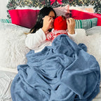 Bedsure GentleSoft Fleece Blankets King Size Washed Blue - Image 5