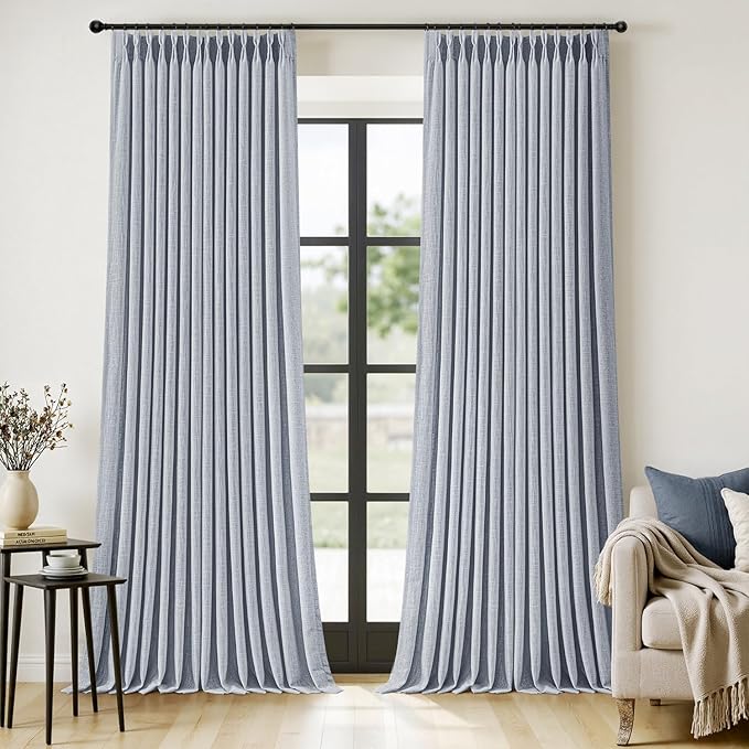 MIULEE Pinch Pleated Thick Linen Curtains 102 Inches Long 2 Panels by MIULEE