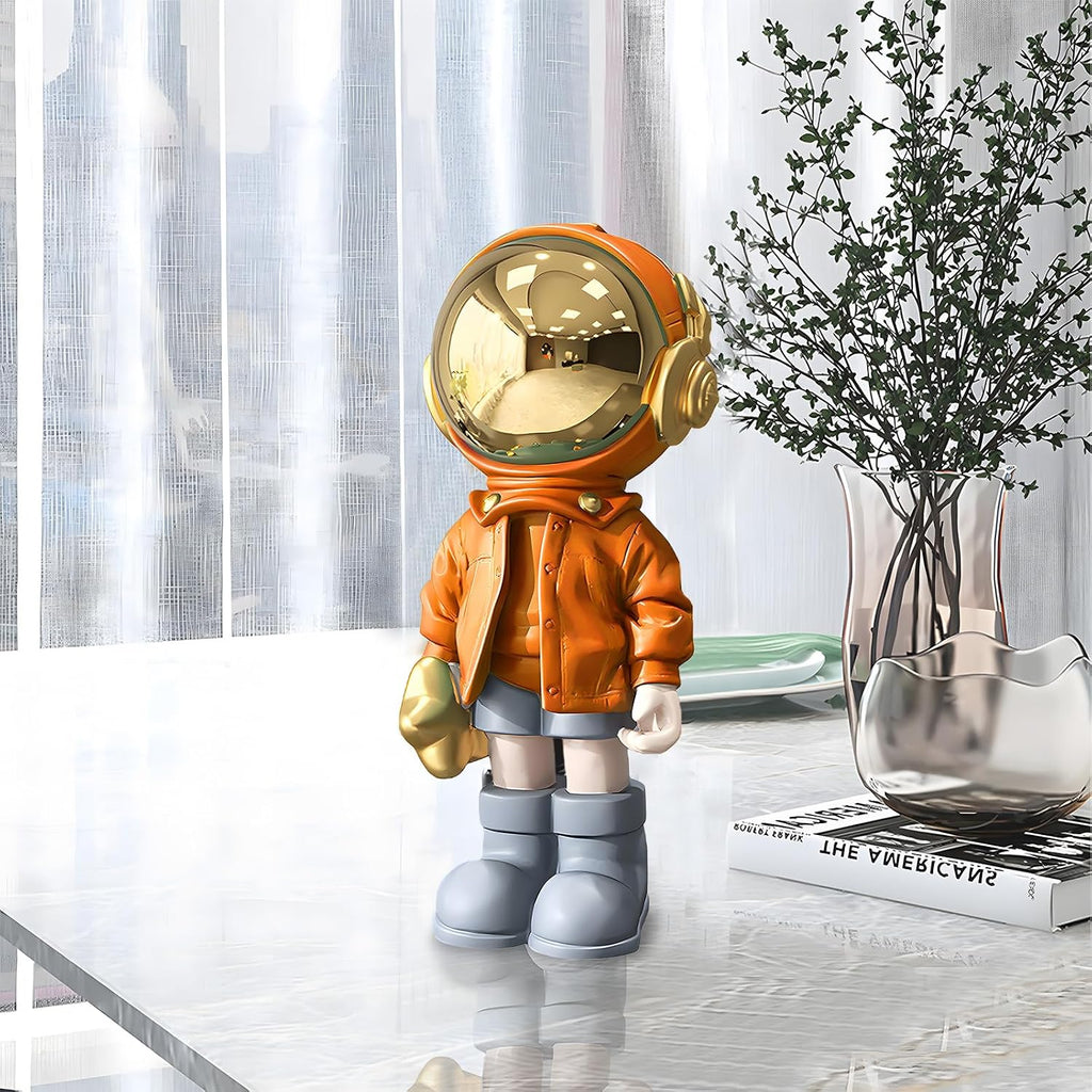 Dosker Astronaut Statue, Spaceman Sculpture Polyresin Figurine Orange