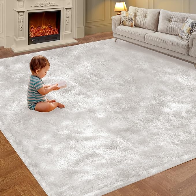 8x10 Soft Shag Area Rug for Living Room and Bedroom Decor, Non-Slip Indoor by KNZE