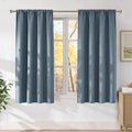 NICETOWN Mist Blue Faux Linen Room Darkening Rod Pocket Curtains 63 inch Length by NICETOWN