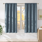 NICETOWN Mist Blue Faux Linen Room Darkening Rod Pocket Curtains 63 inch Length by NICETOWN