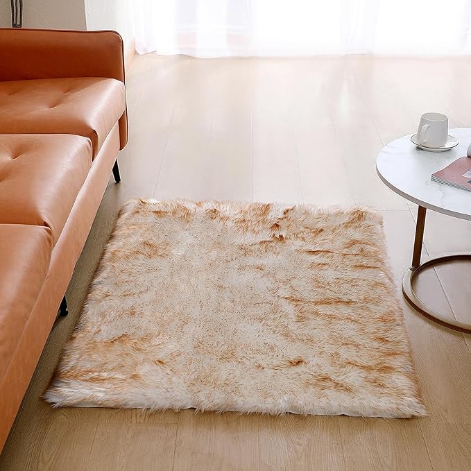 linmopm Faux Fur Rug Sheepskin Shag Fluffy Fuzzy 3x4 ft Rugs - Image 3