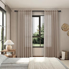 Nanspring Light Taupe Linen Curtains 63 Inches Length 2 Panels Set - Image 7