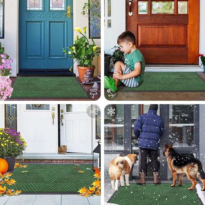 Smiry Front Door Mat Outside Entrance, Heavy Duty Sturdy Natural Rubber Doormat - Image 7
