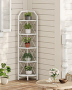 CHOEZON 5-Tier Corner Shelf, Industrial Corner Bookshelf, 59.4" Corner Storage Stand, Plant Stand Display Shelf, Corner Bookcase for Bedroom, Living Room, Home Office, White TCJ10WB