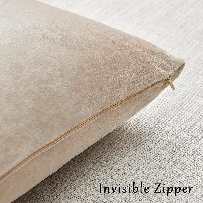 GIGIZAZA 24x24 Beige Pillow Covers: Pack of 2 Champagne Vintage Throw Pillows - Image 5